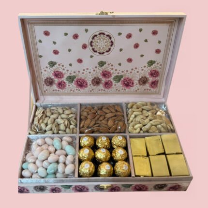 Pink Floral Luxury Dry Fruit & Chocolate Gift Box